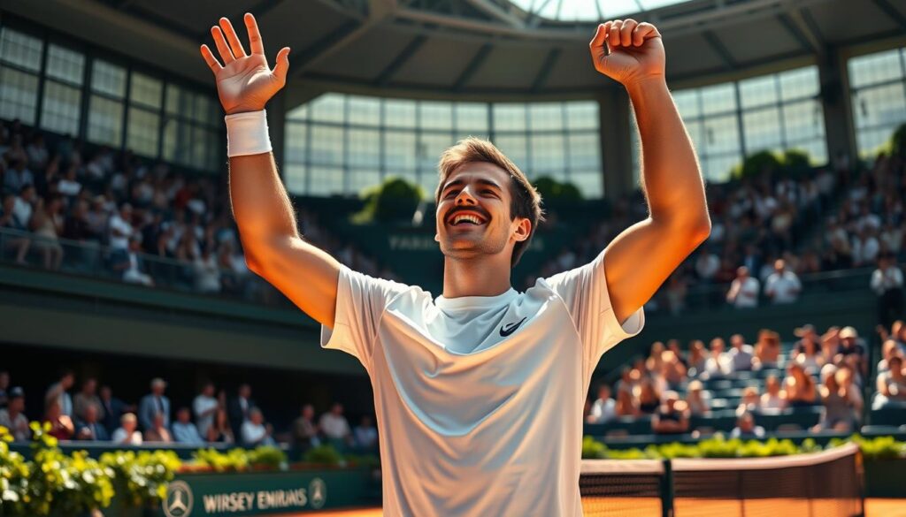 German tennis player celebrating victory German tennis player celebrating victory