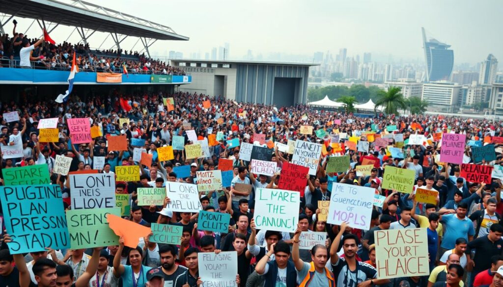 fans protesting stadium renovation fans protesting stadium renovation